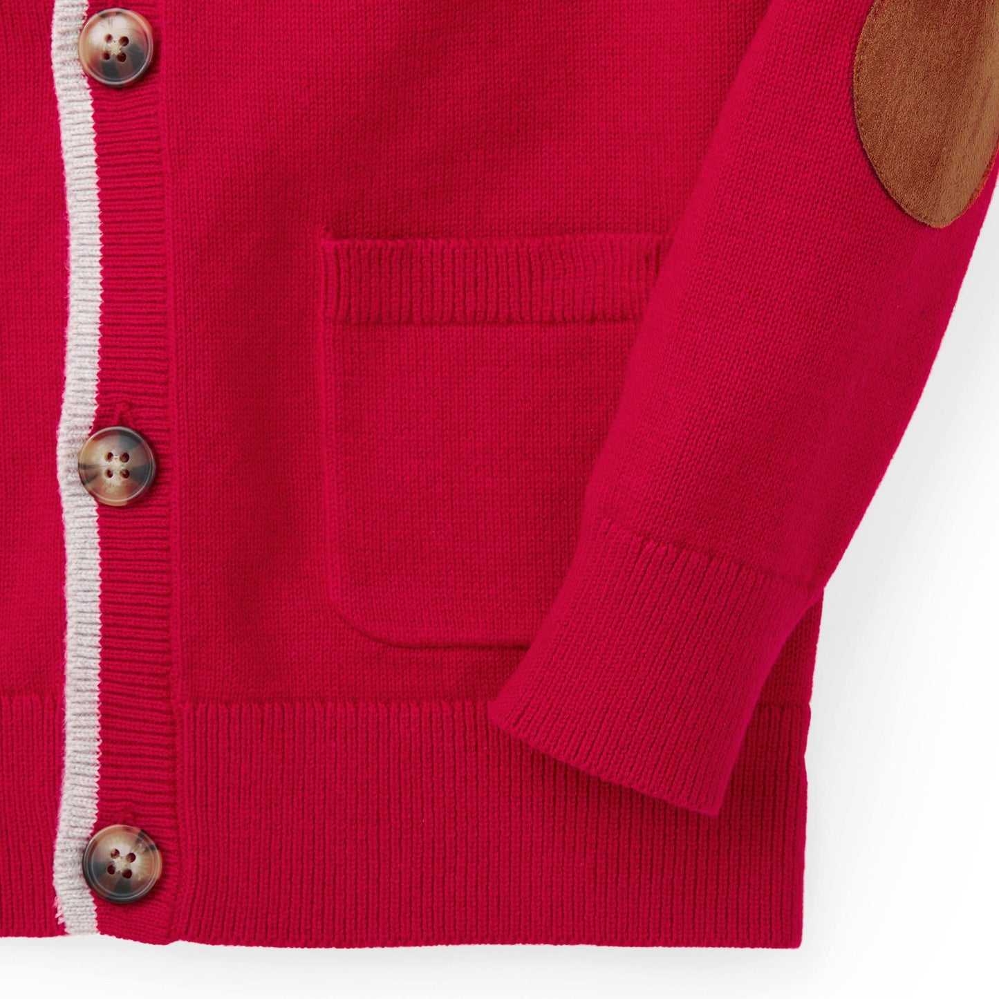 Tipped Organic Cardigan with Elbow Patches - Baby