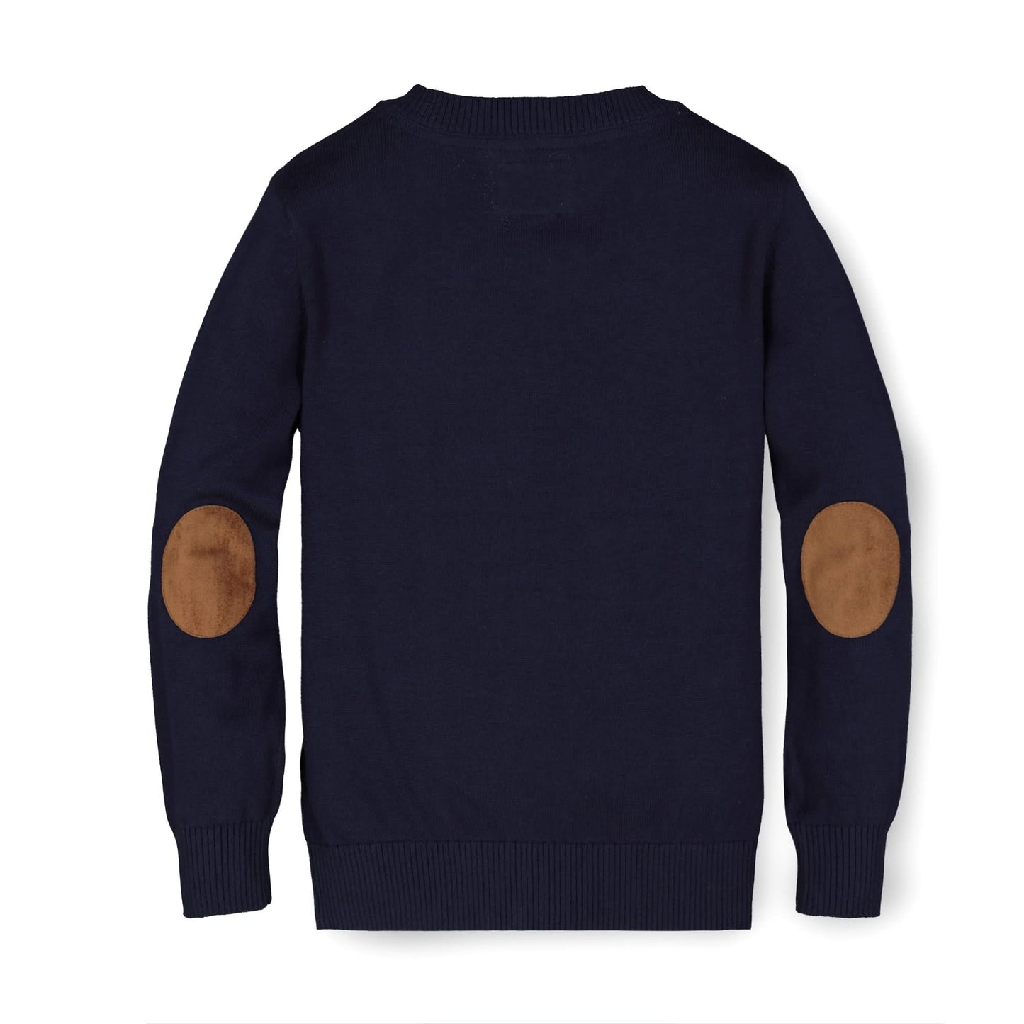 Fine Gauge V-Neck Organic Sweater with Elbow Patches - Baby