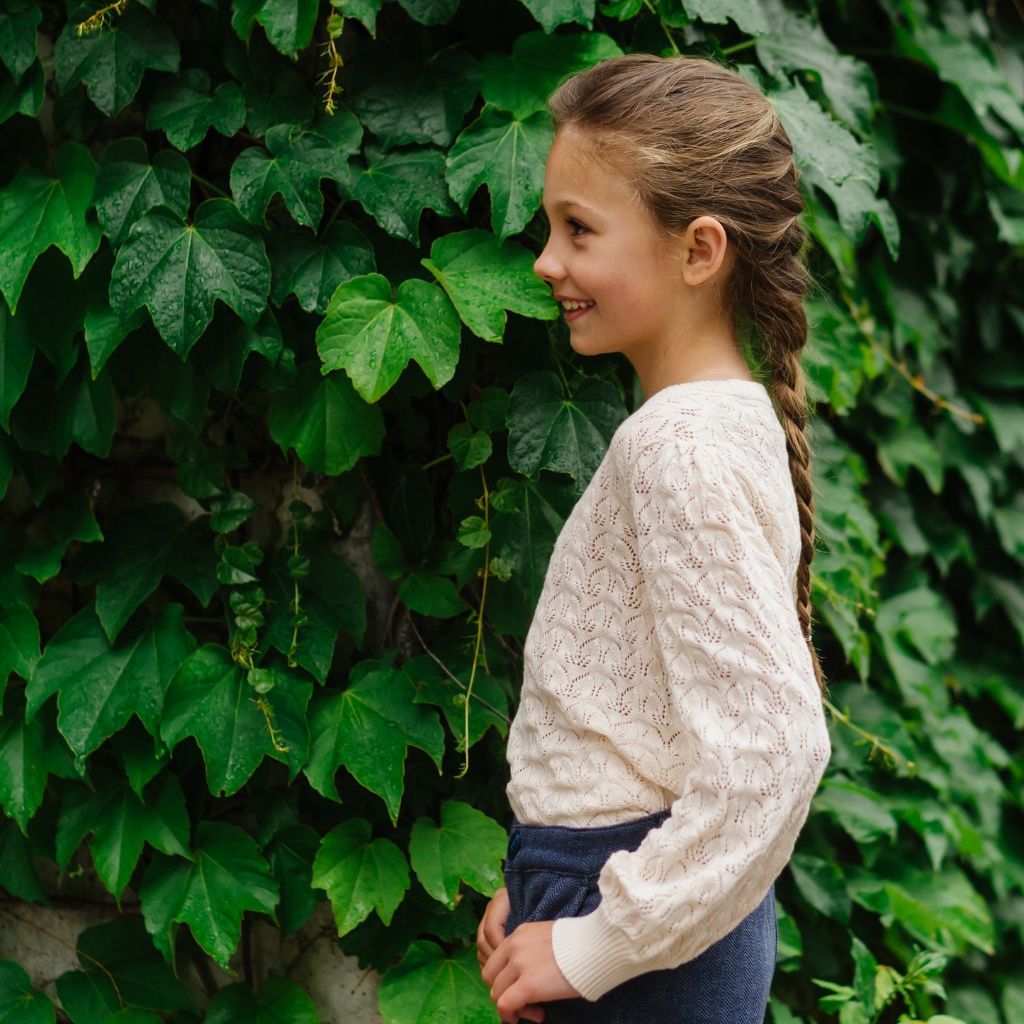 Balloon Sleeve Organic Pointelle Sweater