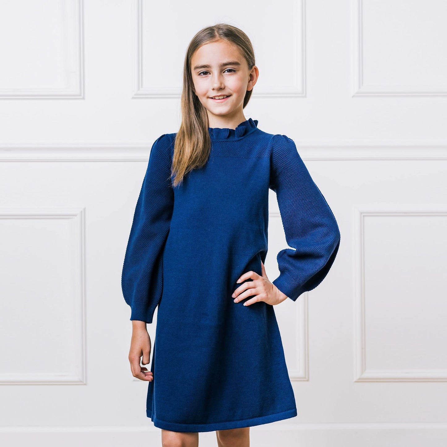 Ruffle Neck Sweater Dress