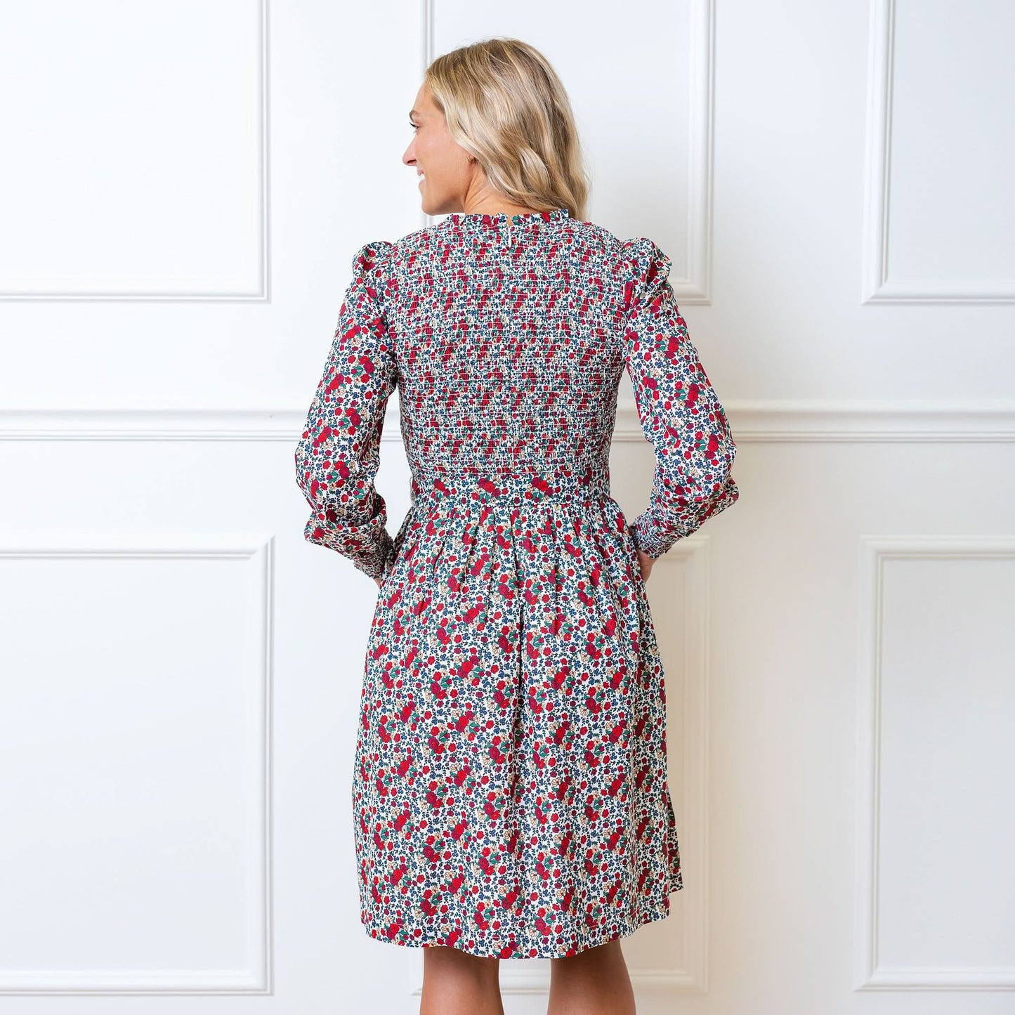 Smocked Ruffle Collar Dress