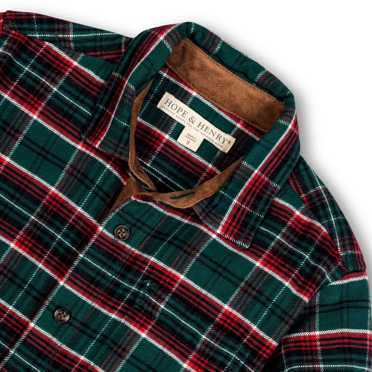 Organic Flannel Shirt with Suede Detail