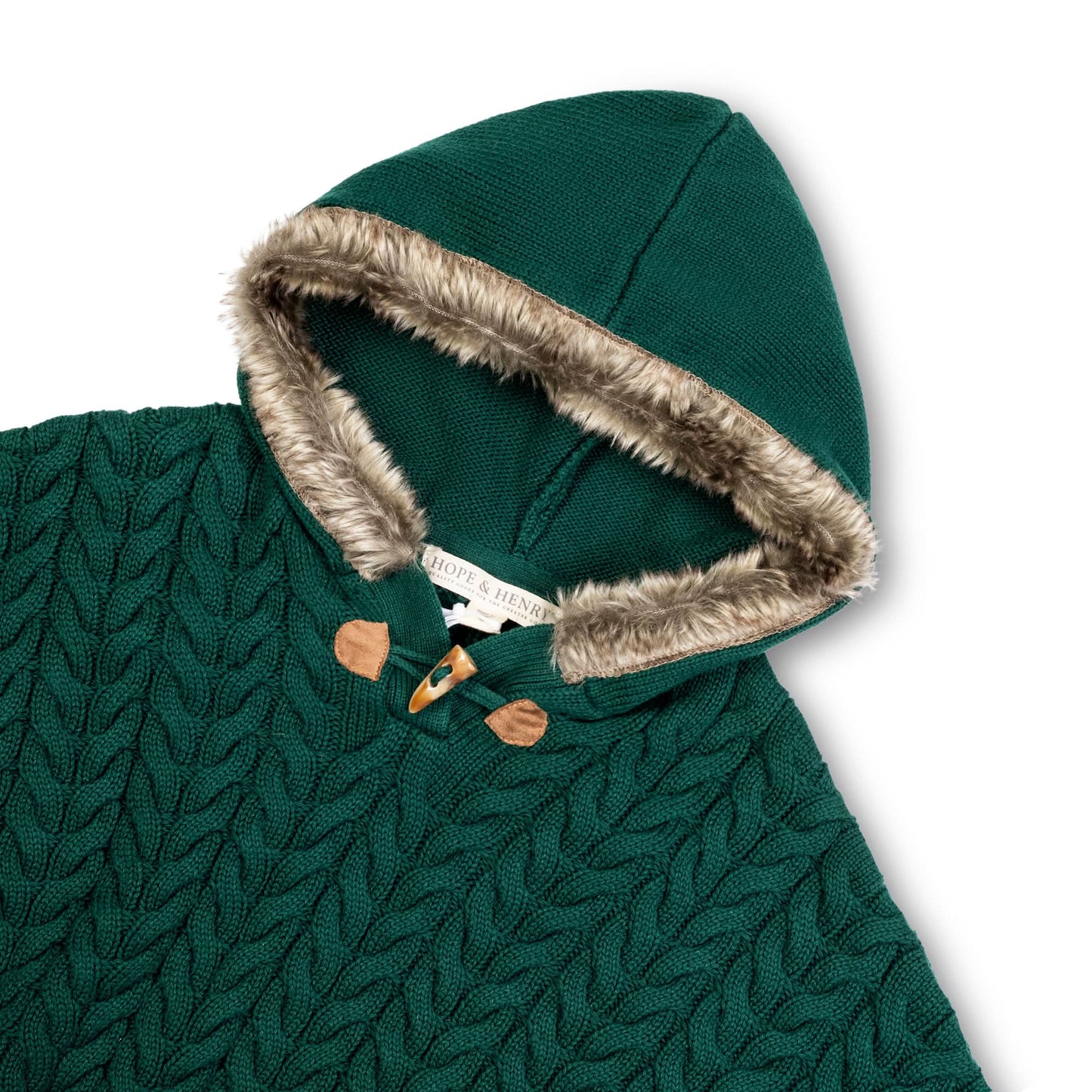 Sweater Cape with Faux Fur Hood