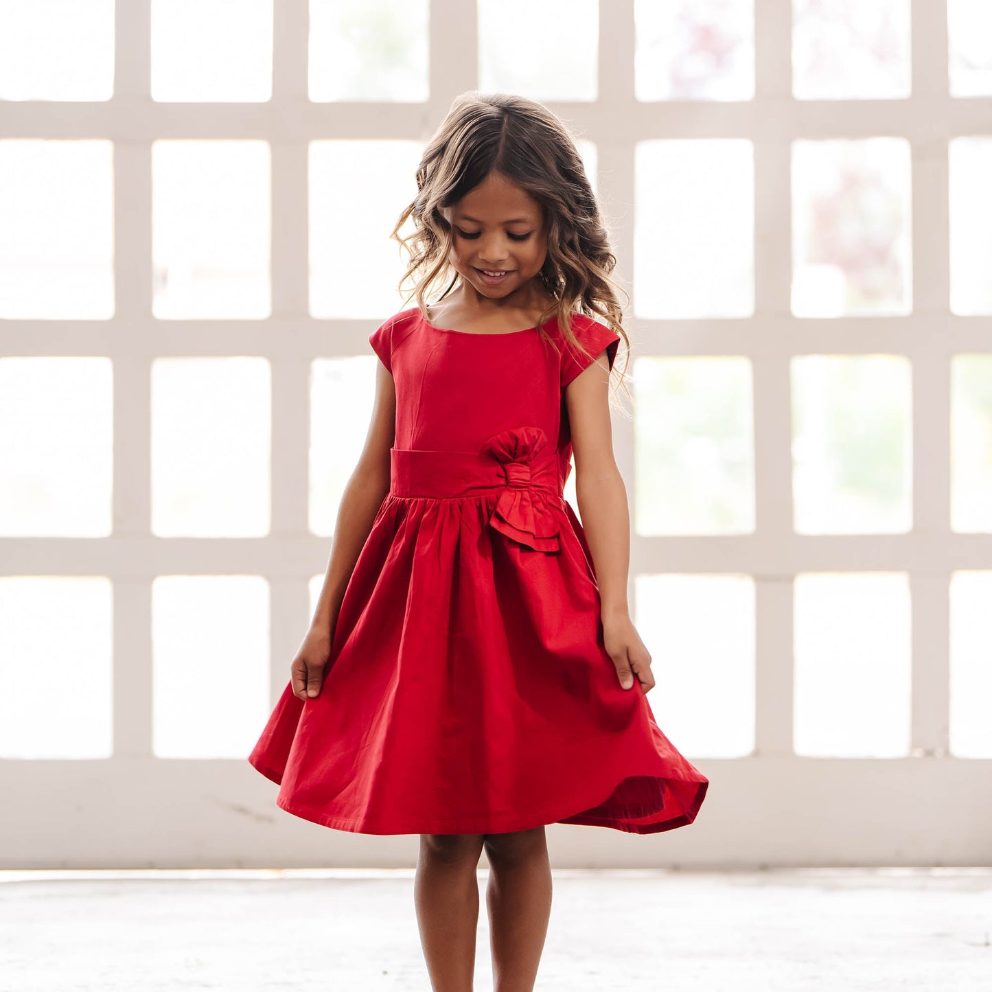 Organic Cap Sleeve Party Dress with Bow Sash - Baby