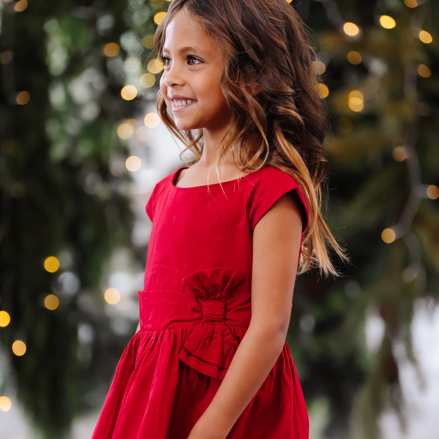 Organic Cap Sleeve Party Dress with Bow Sash - Baby