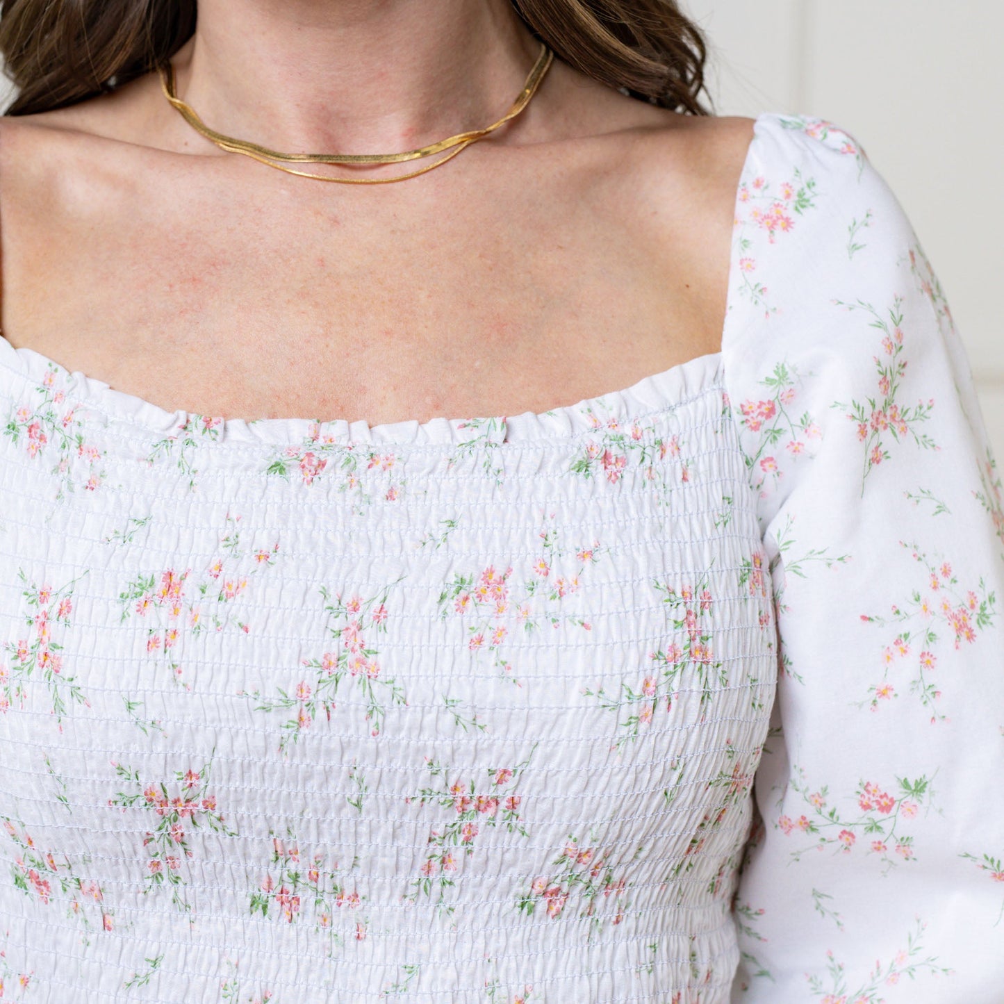 Smocked Bubble Sleeve Organic Dress