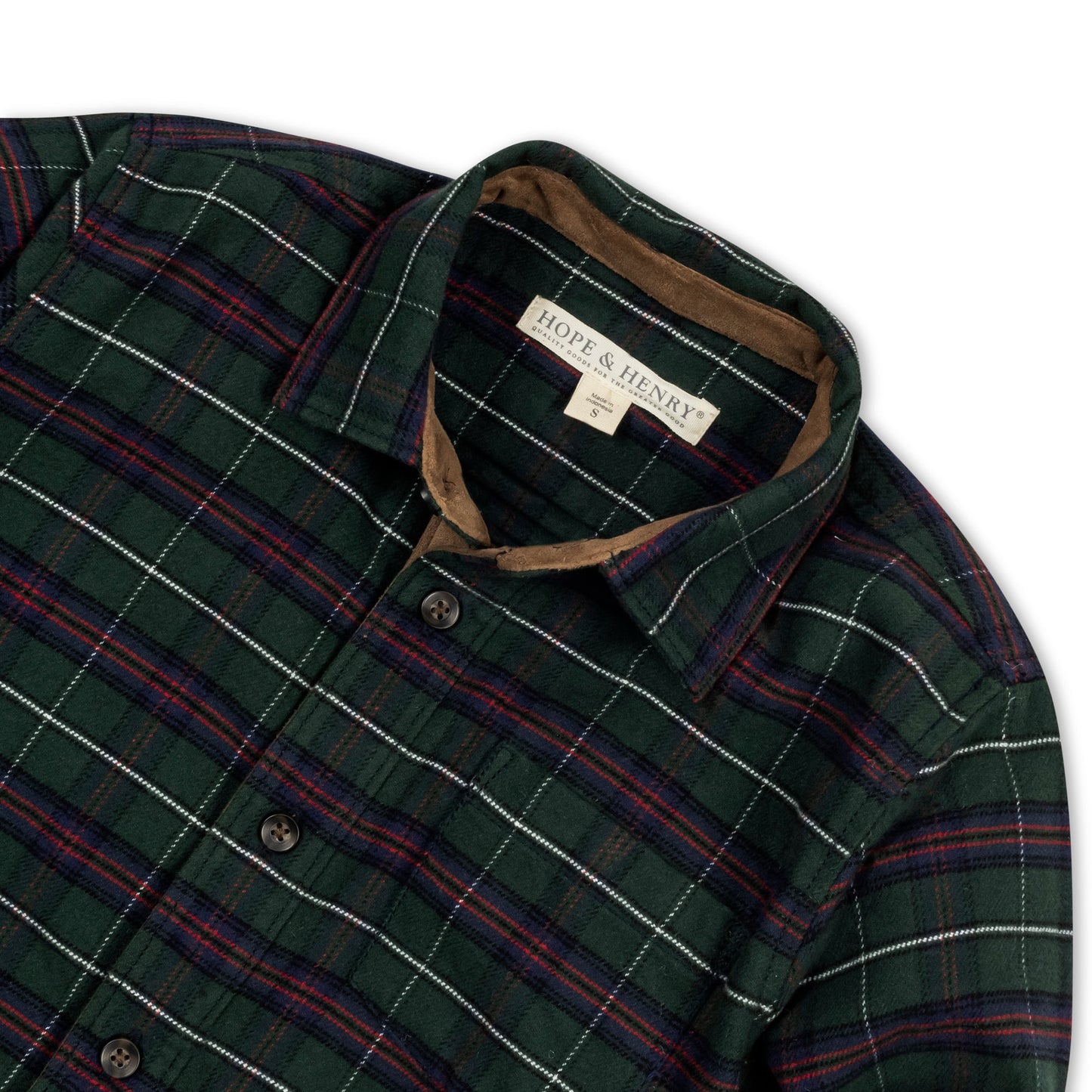 Organic Flannel Shirt with Suede