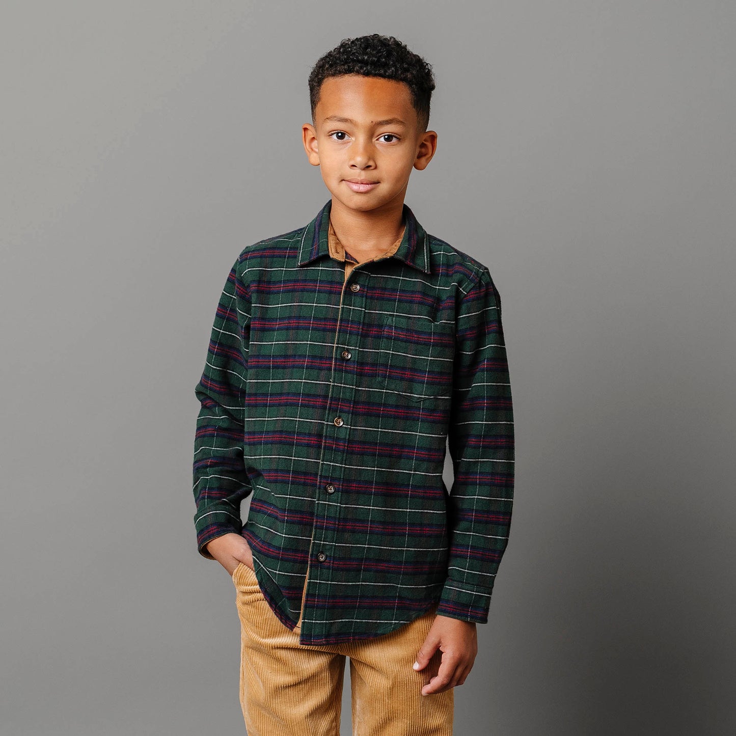 Organic Flannel Shirt with Suede