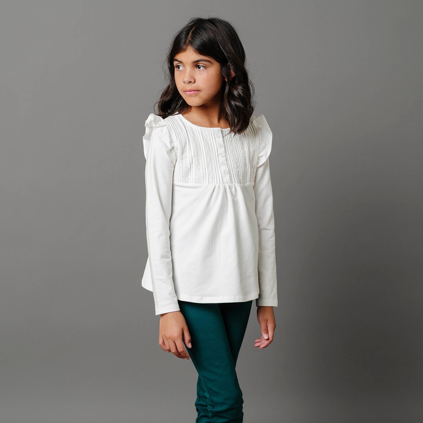 Organic Pintuck Flutter Knit Top