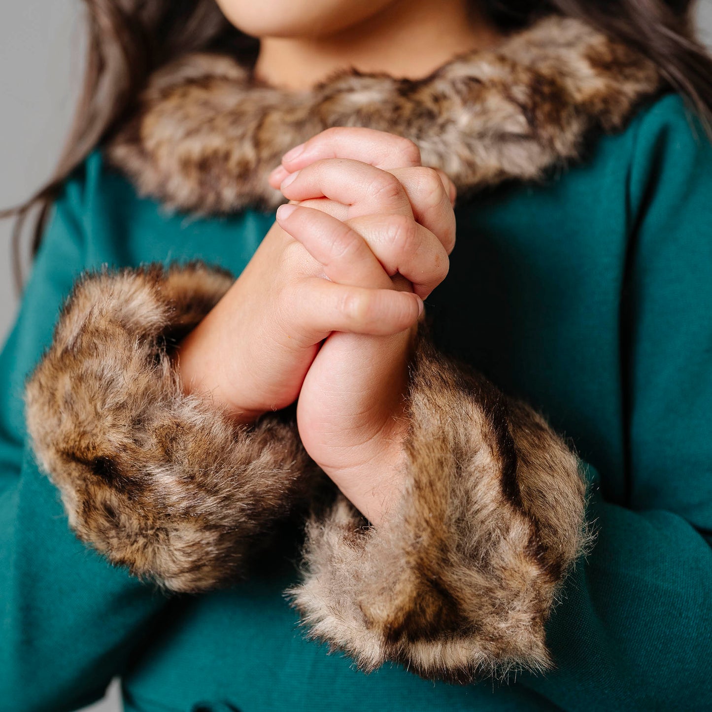 Long Sleeve Ponte Dress with Faux Fur - Baby