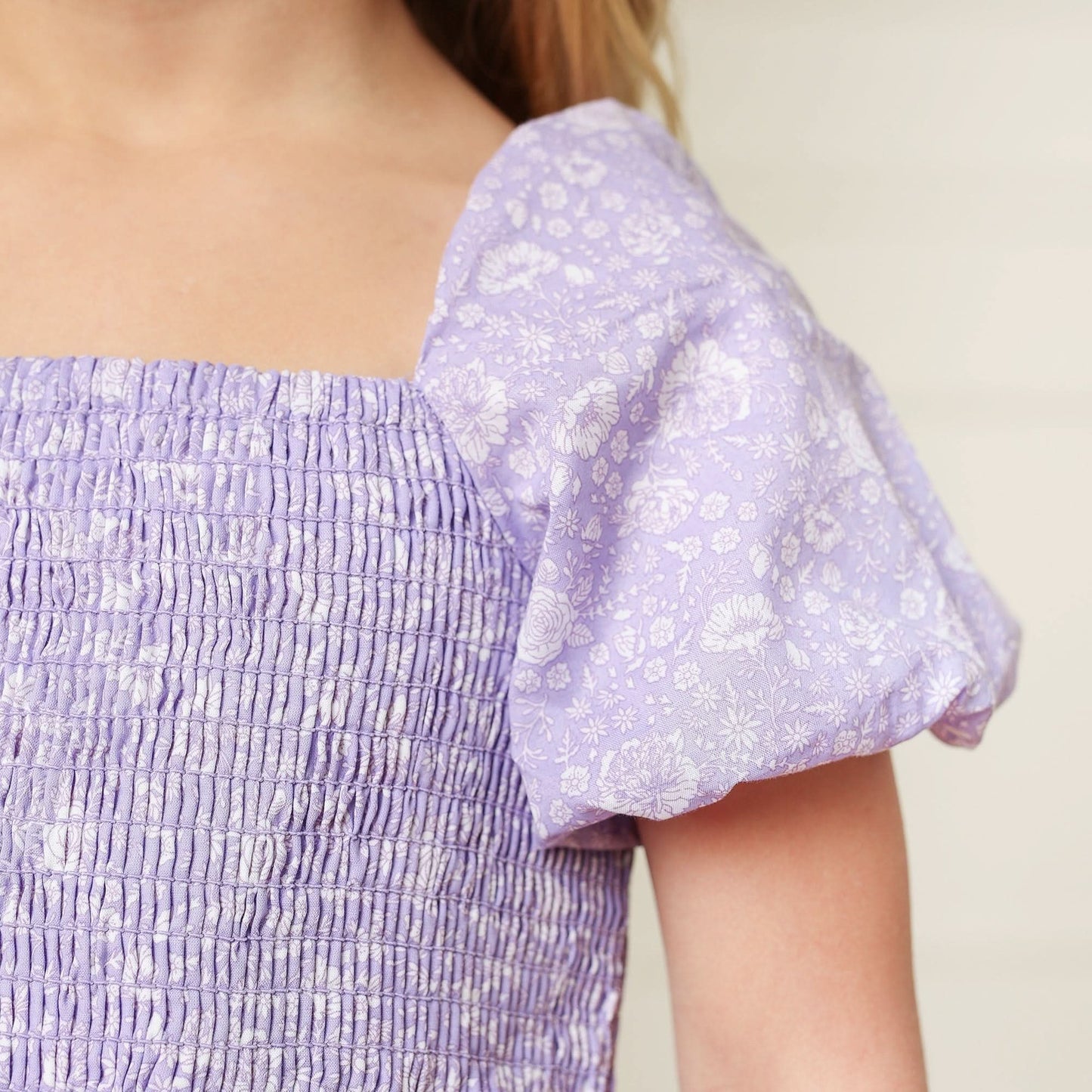 Smocked Bubble Sleeve Dress