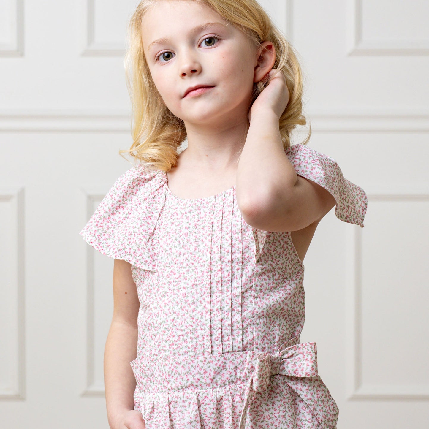 Organic Flutter Sleeve Pintuck Jumpsuit
