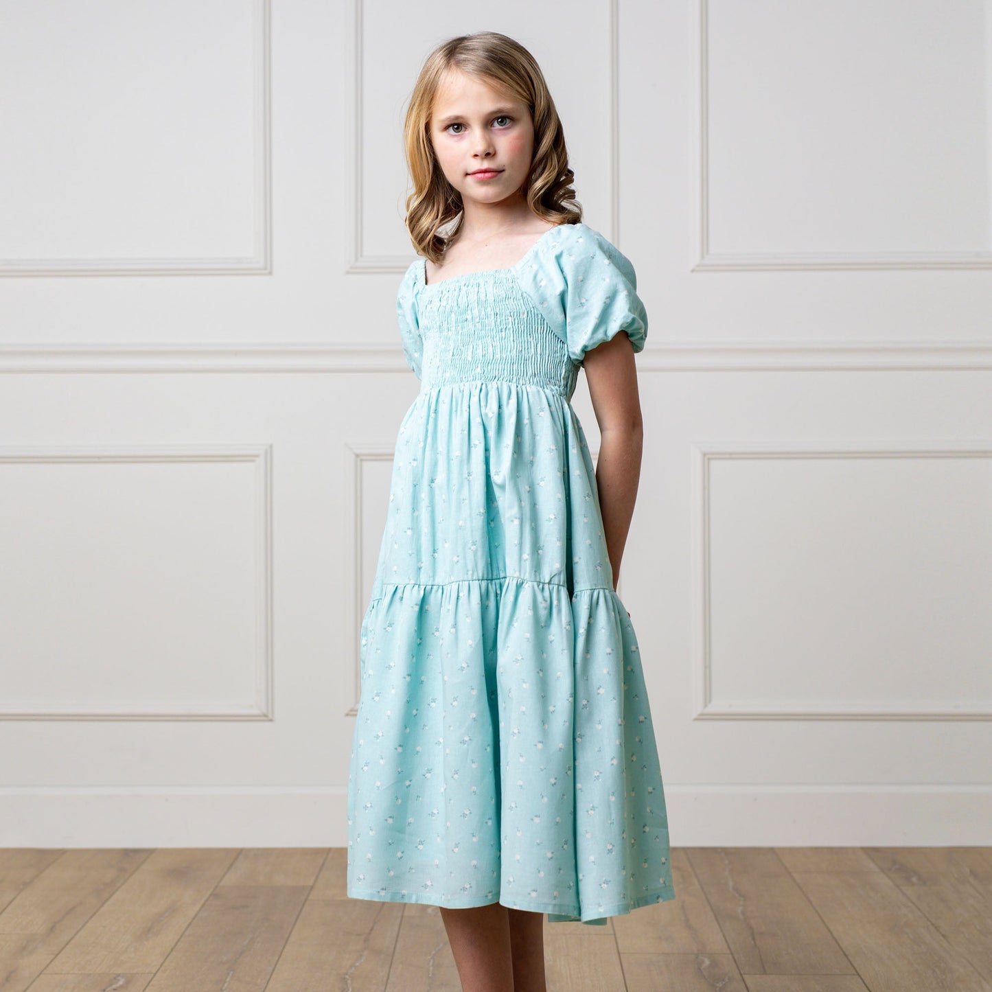 Smocked Bubble Sleeve Dress