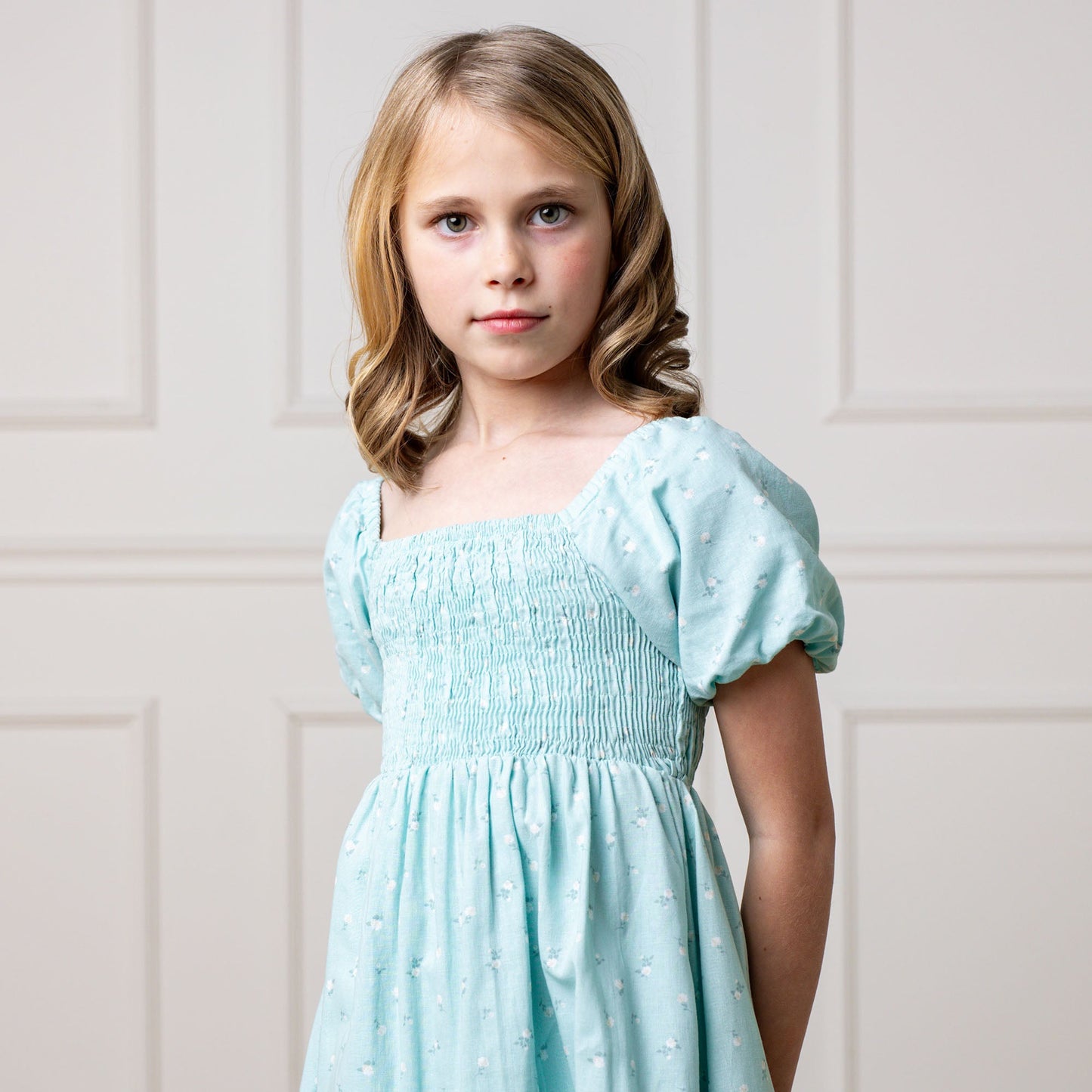 Smocked Bubble Sleeve Dress
