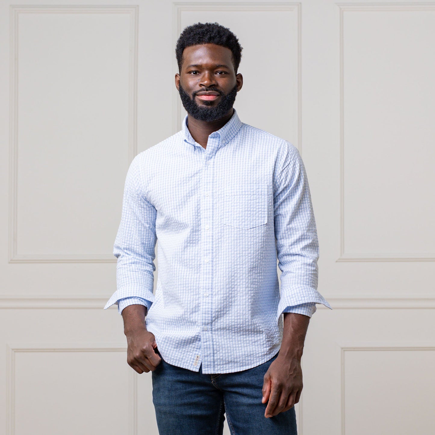 Organic Seersucker Button Down Shirt