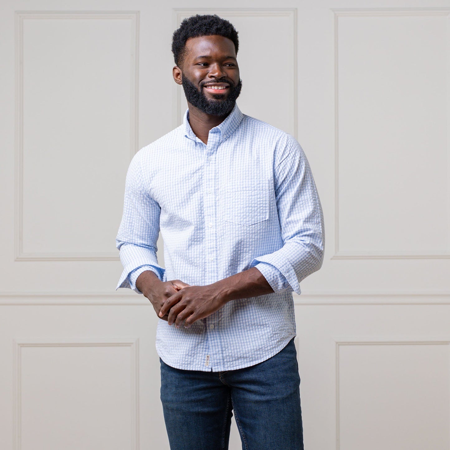 Organic Seersucker Button Down Shirt