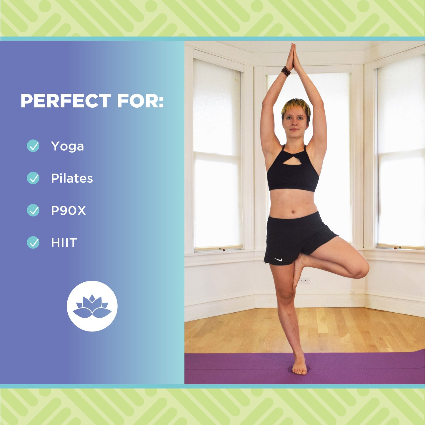 SuperLite TPE Yoga Mat - Laser Symmetry Line with Energy Centering Mandala, Extra Thick Cushioned Comfort and Textured Grip Surface