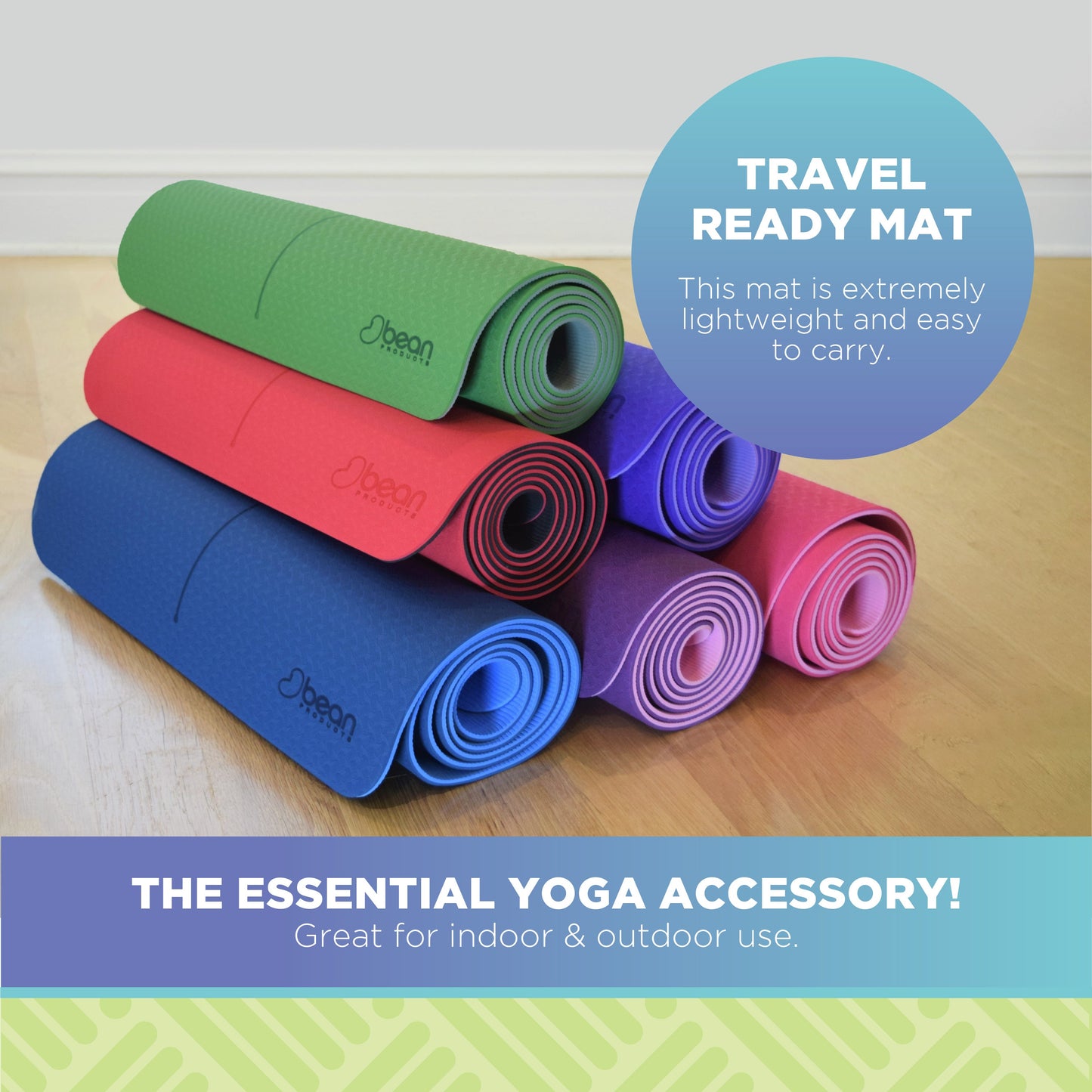 SuperLite TPE Yoga Mat - Laser Symmetry Line with Energy Centering Mandala, Extra Thick Cushioned Comfort and Textured Grip Surface