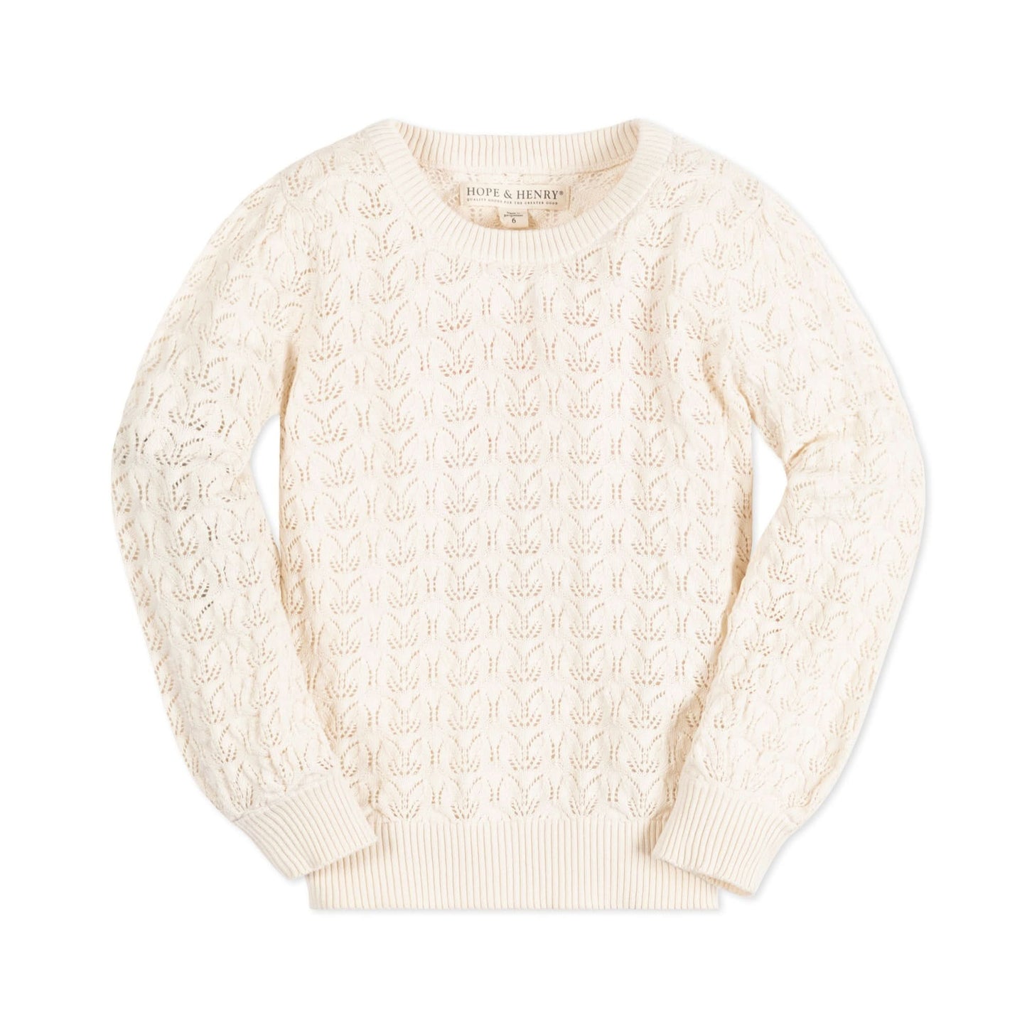 Balloon Sleeve Organic Pointelle Sweater