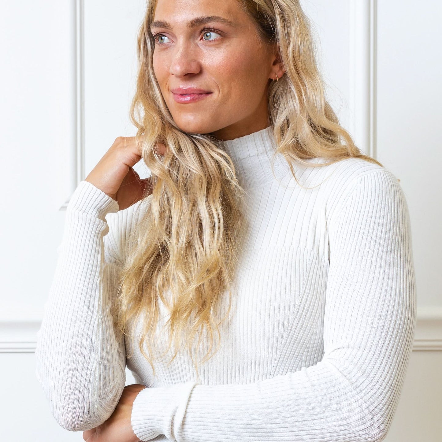 Mock Neck Rib Knit Sweater