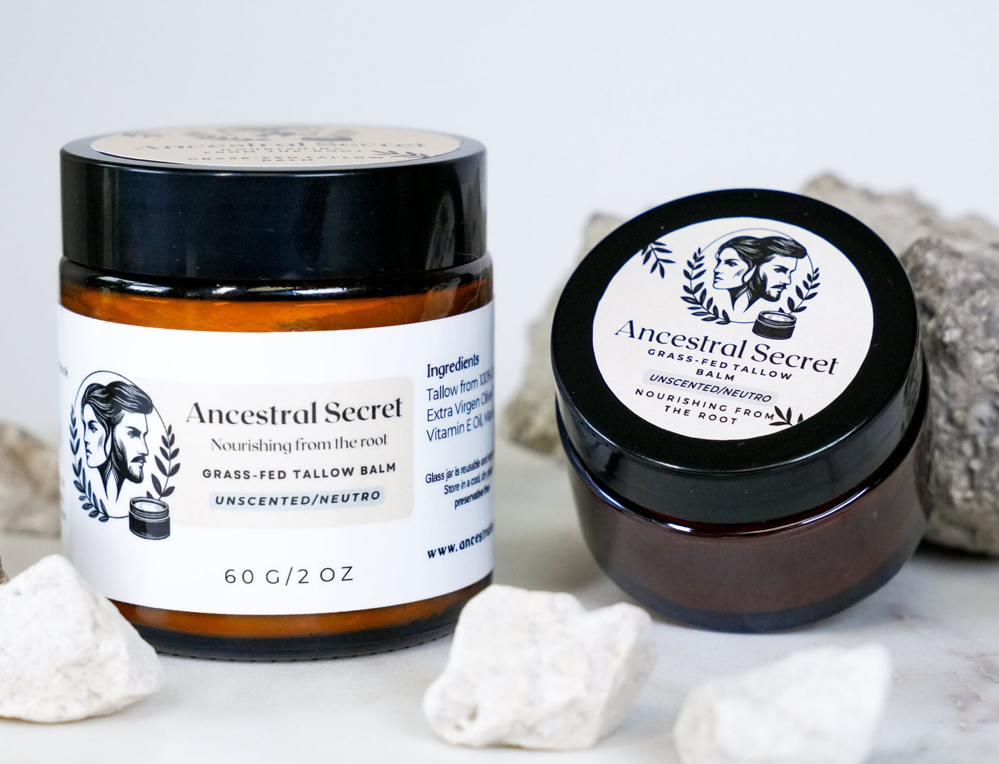 Unscented tallow balm for sensitive skin - 0.55 Oz | 2 Oz