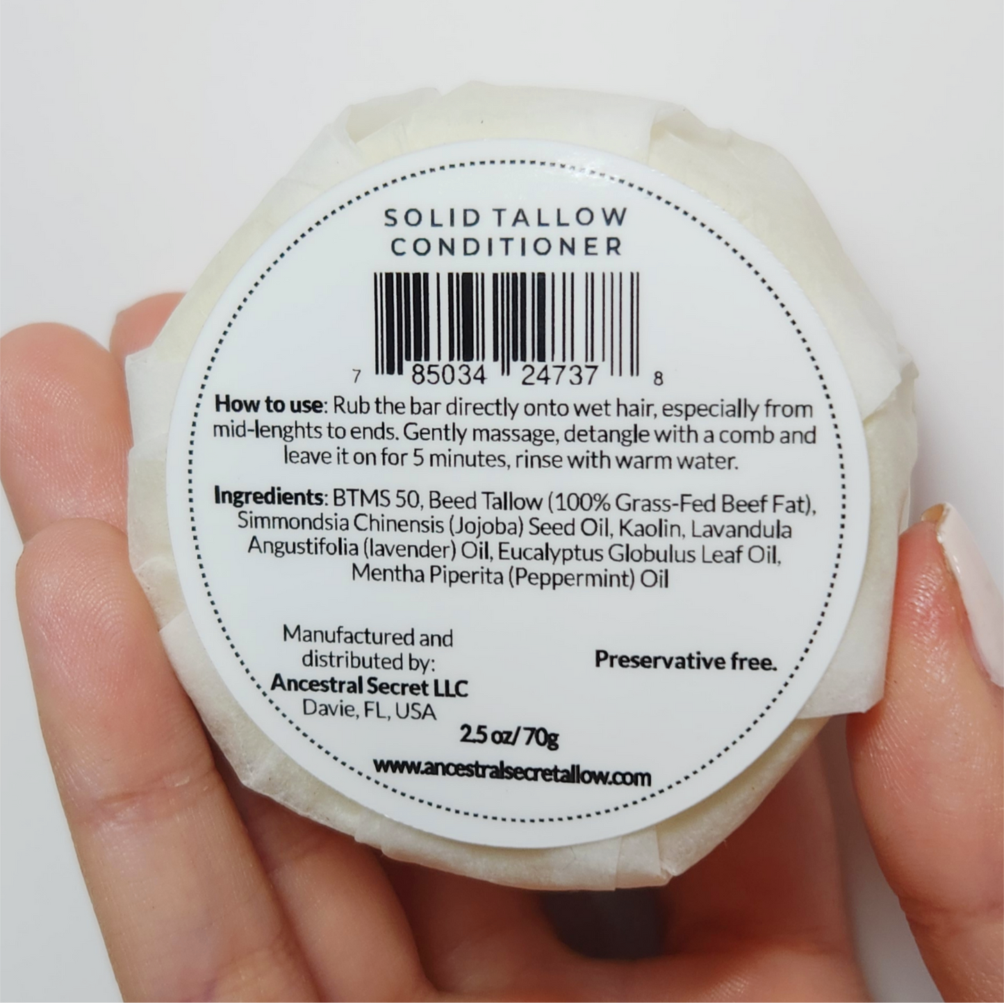 Tallow Conditioner Bar – Straight & Wavy hair
