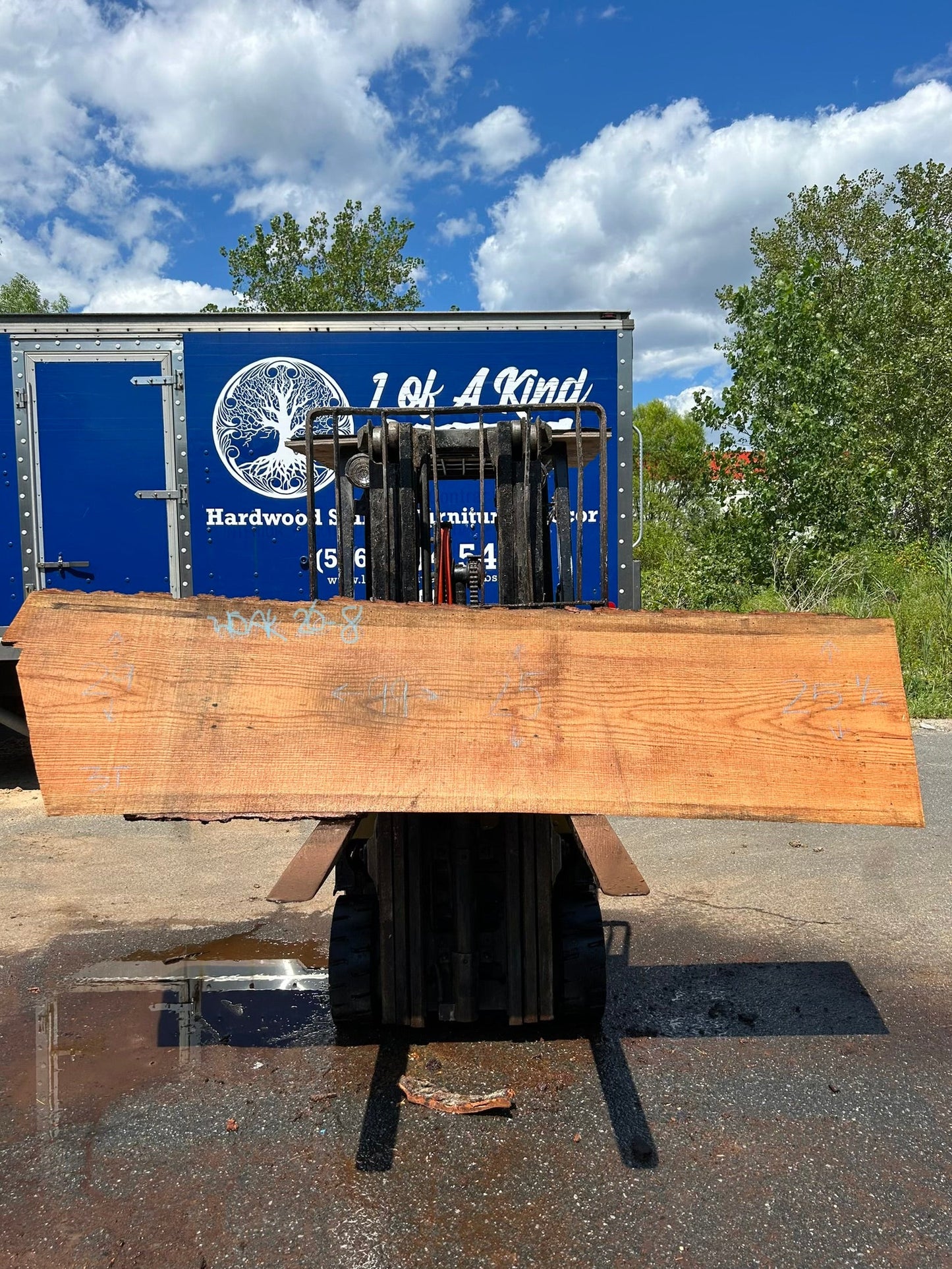Live Edge White Oak Slab 99"L x25-29"Wx3"T