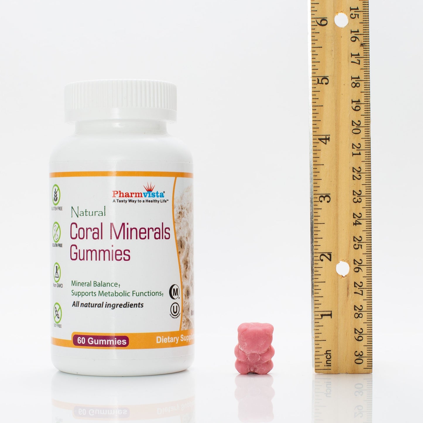 Natural Coral Calcium with Vitamin D3 Gummies - Tasty, Gelatin Free, Vegan Gummies 60 Count