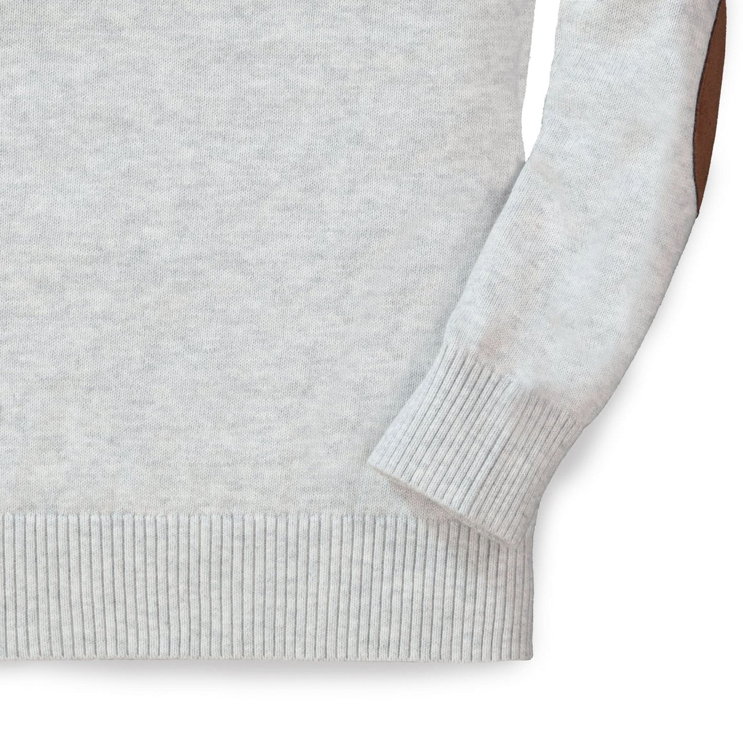 Fine Gauge V-Neck Organic Sweater with Elbow Patches - Baby