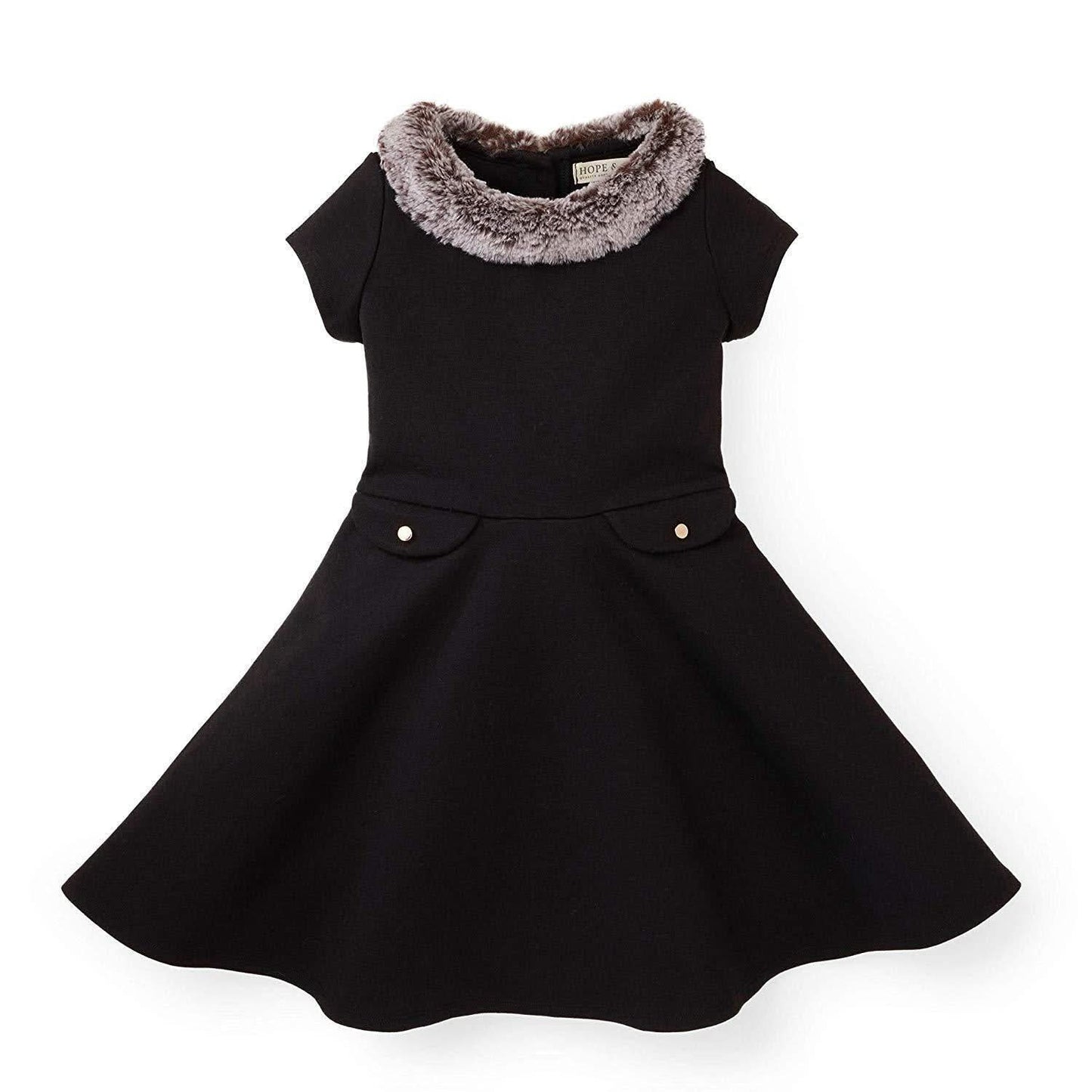 Fit and Flare Ponte Dress with Faux Fur - Baby
