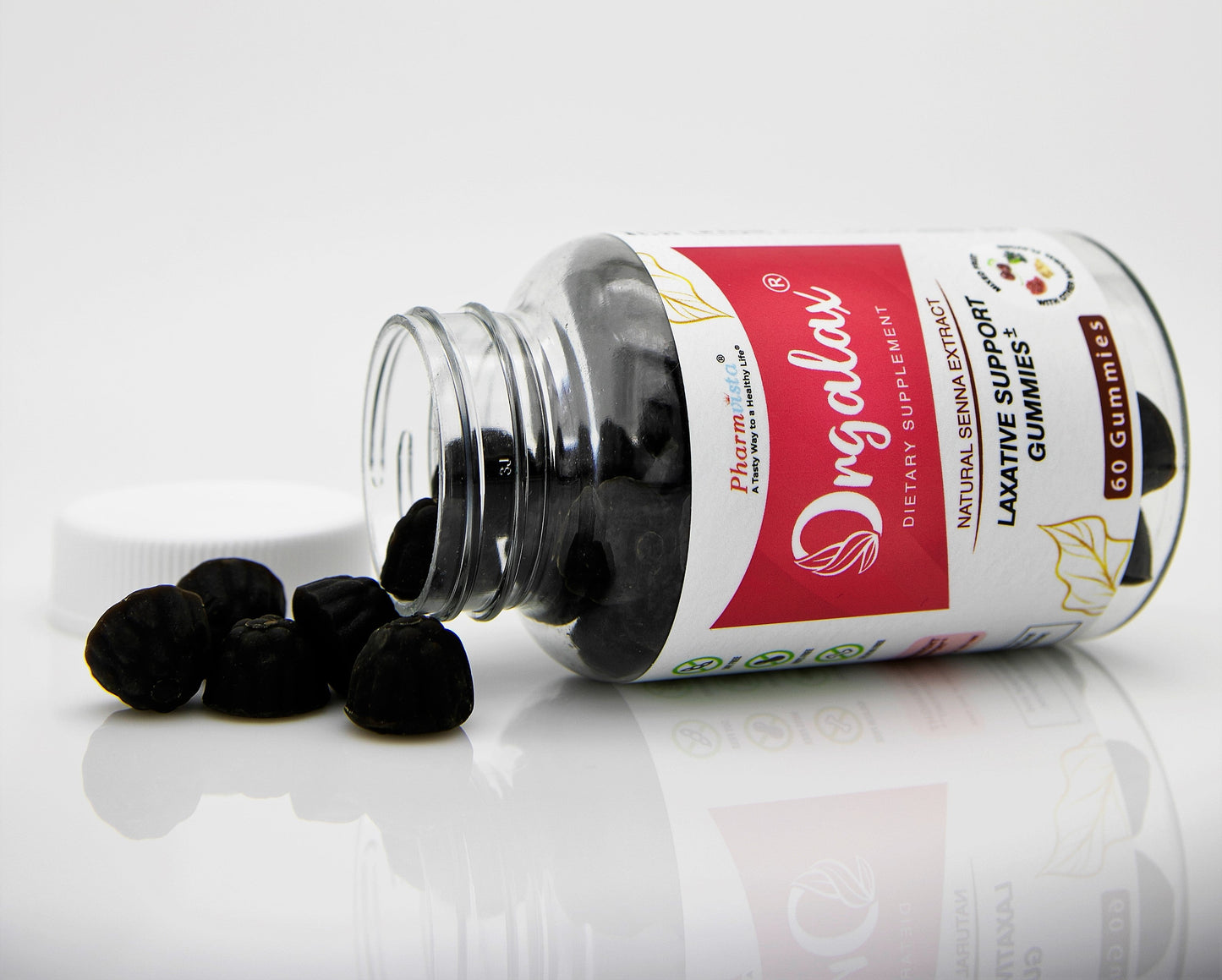Orgalax Senna Laxative Gummies, Gentle Overnight Relief of Constipation, Made in The USA, 60 Vegan Gummies