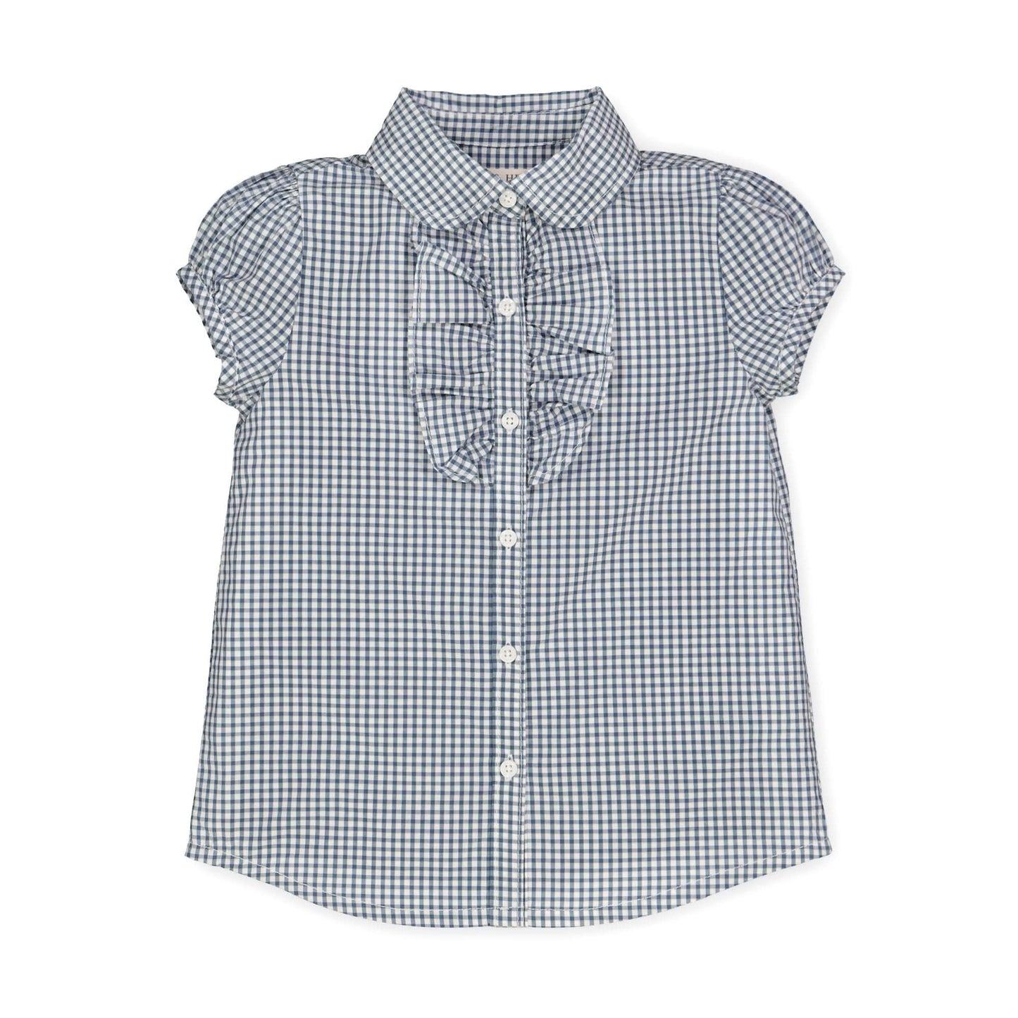 Ruffle Front Shirt with Puff Sleeves