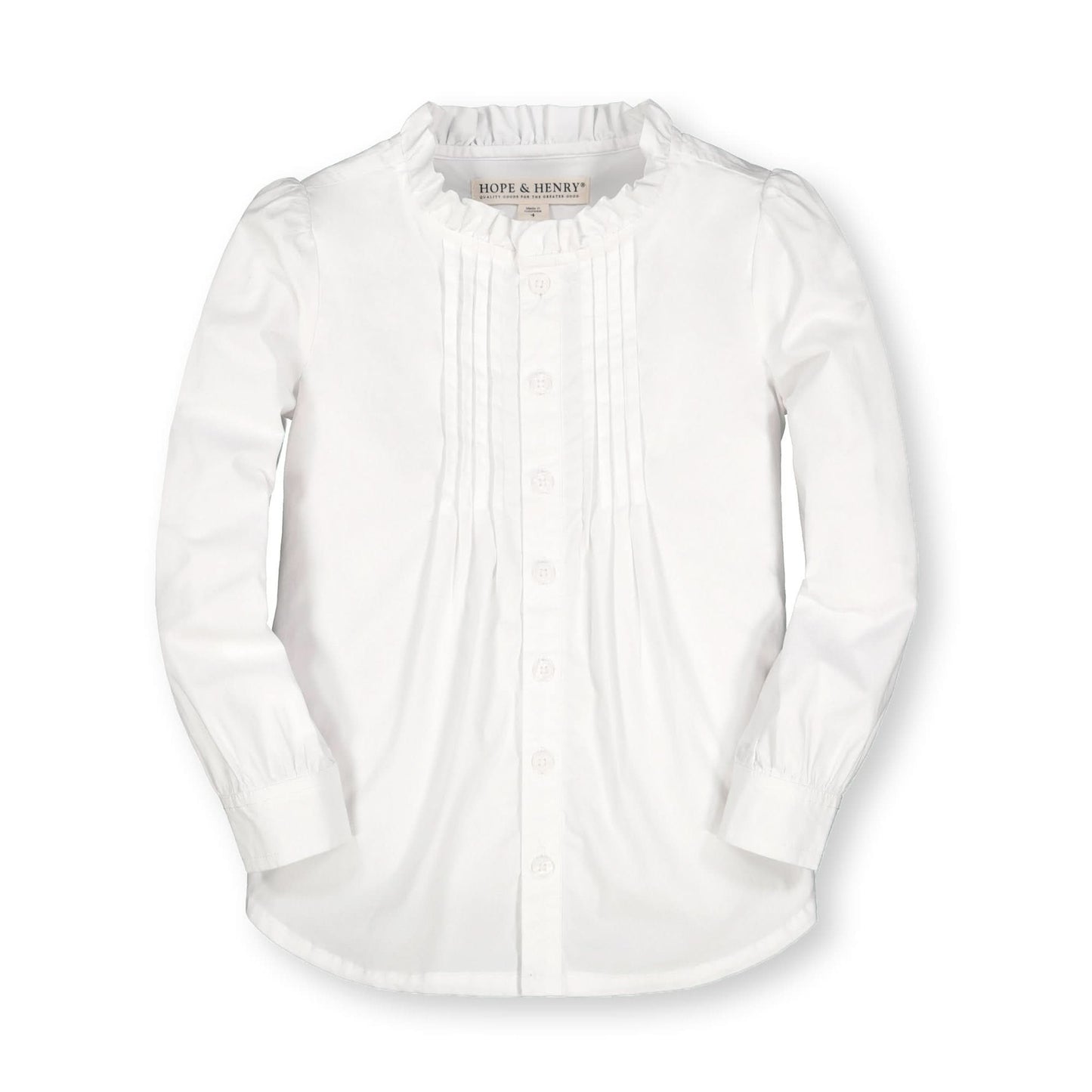 Ruffle Neck Organic Blouse with Pintucks - Baby