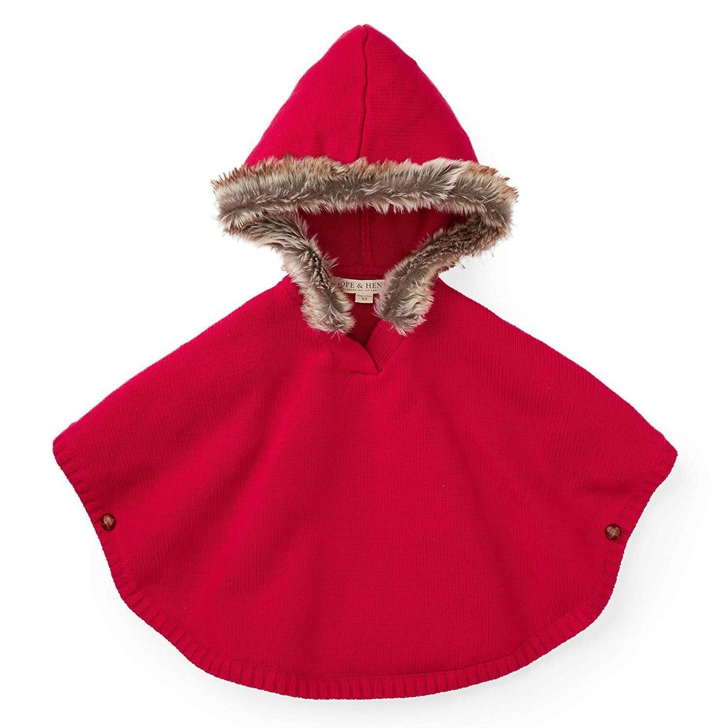 Sweater Cape with Faux Fur Hood
