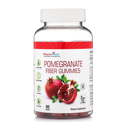Pomegranate Fiber Gummies 100mg - Gluten Free, Dietary Fiber Rich Supplement - 90 Count