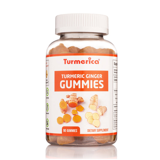Turmerica - Turmeric Ginger Gummies - for Digestive Health, Nausea Management - Gluten Free, Vegan Supplement - Made in USA - 90 Count