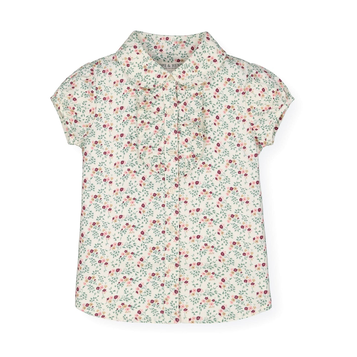Ruffle Front Shirt with Puff Sleeves - Baby