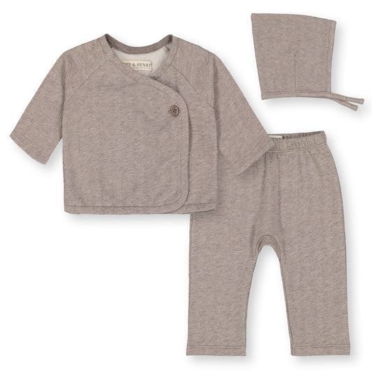Fleece Kimono Top, Legging, and Bonnet Set