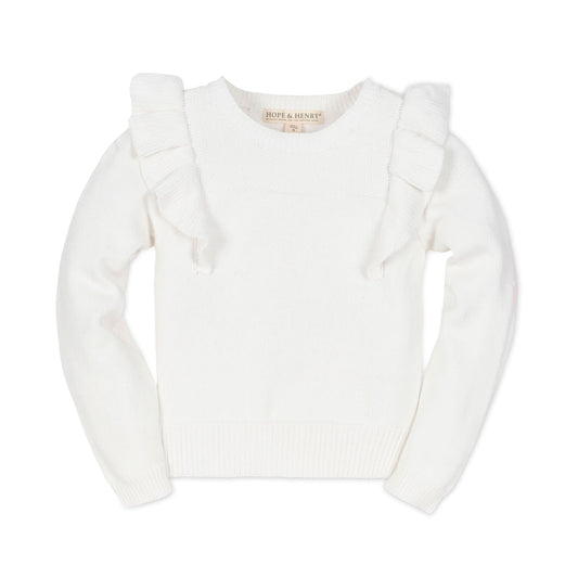 Textured Yoke Ruffle Sweater