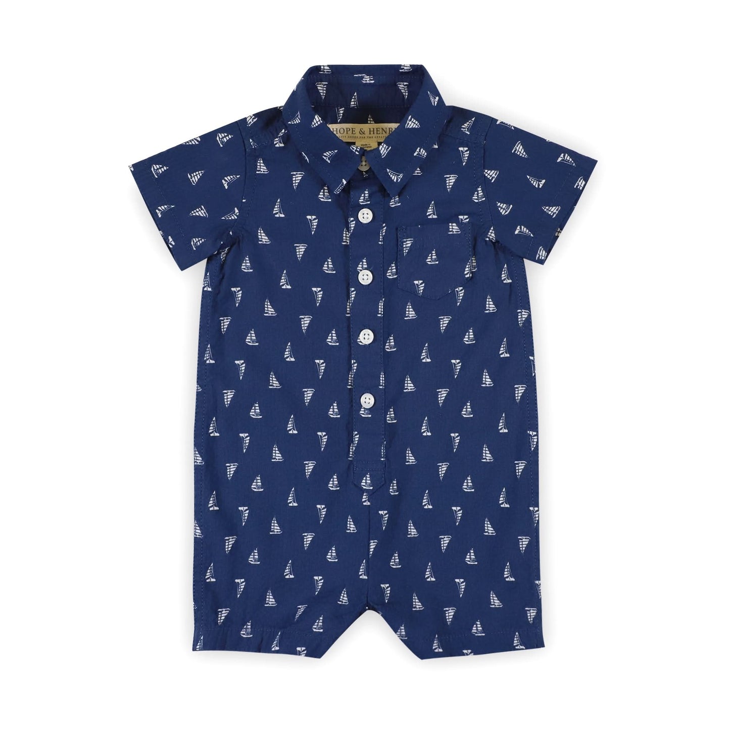 Organic Seersucker Button Front Romper