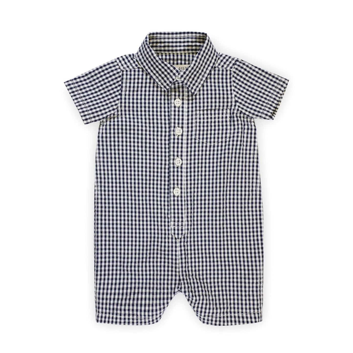 Organic Seersucker Button Front Romper