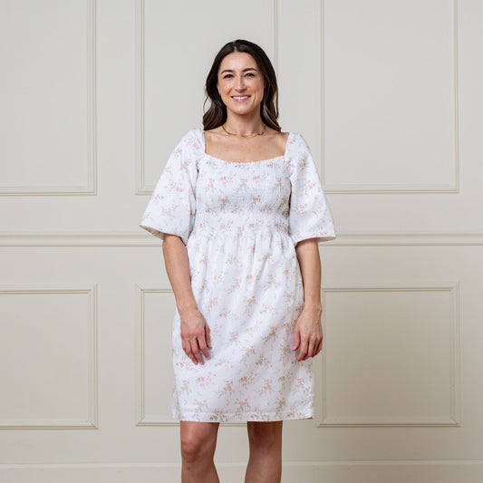 Smocked Bubble Sleeve Organic Dress