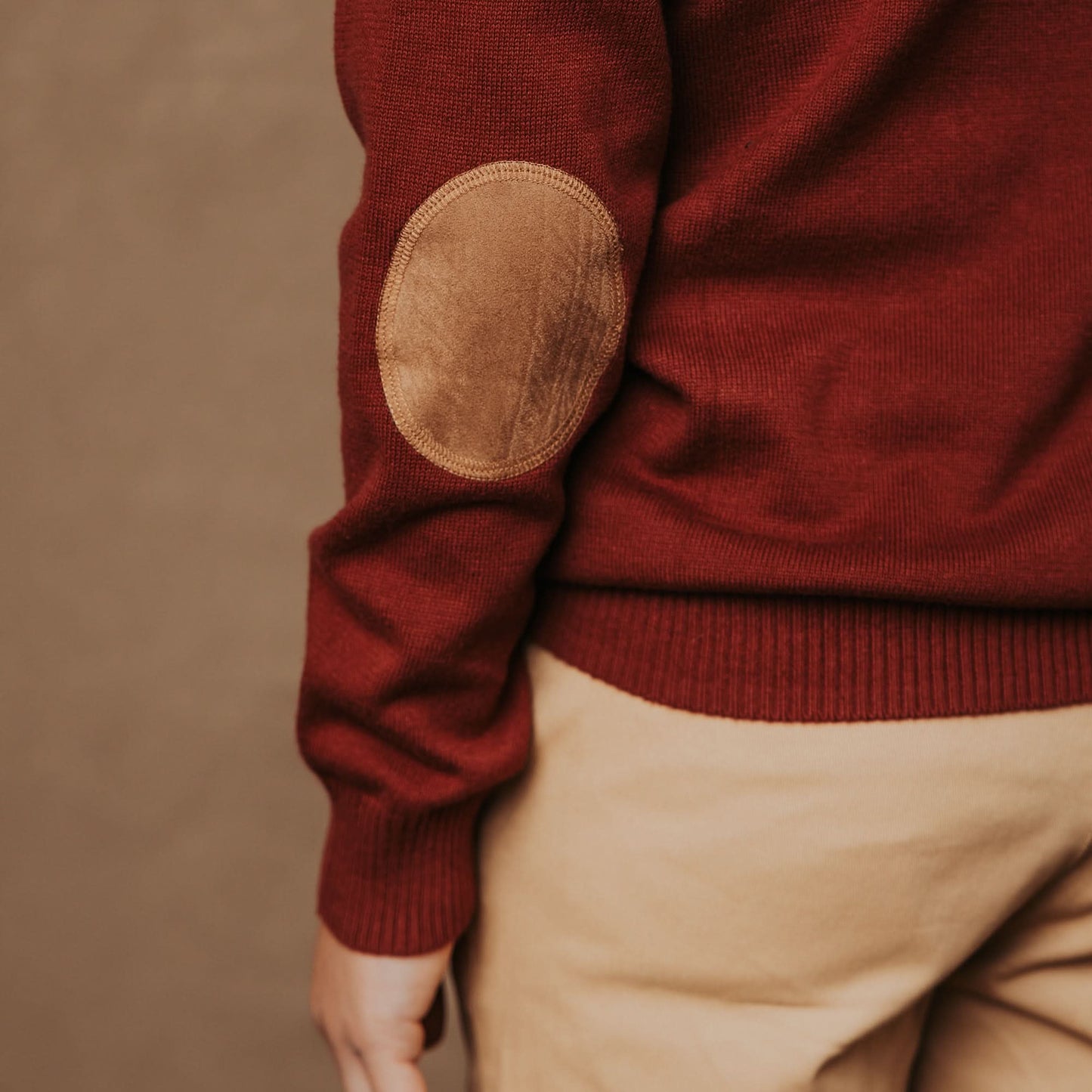 Organic Sweater Henley with Elbow Patches