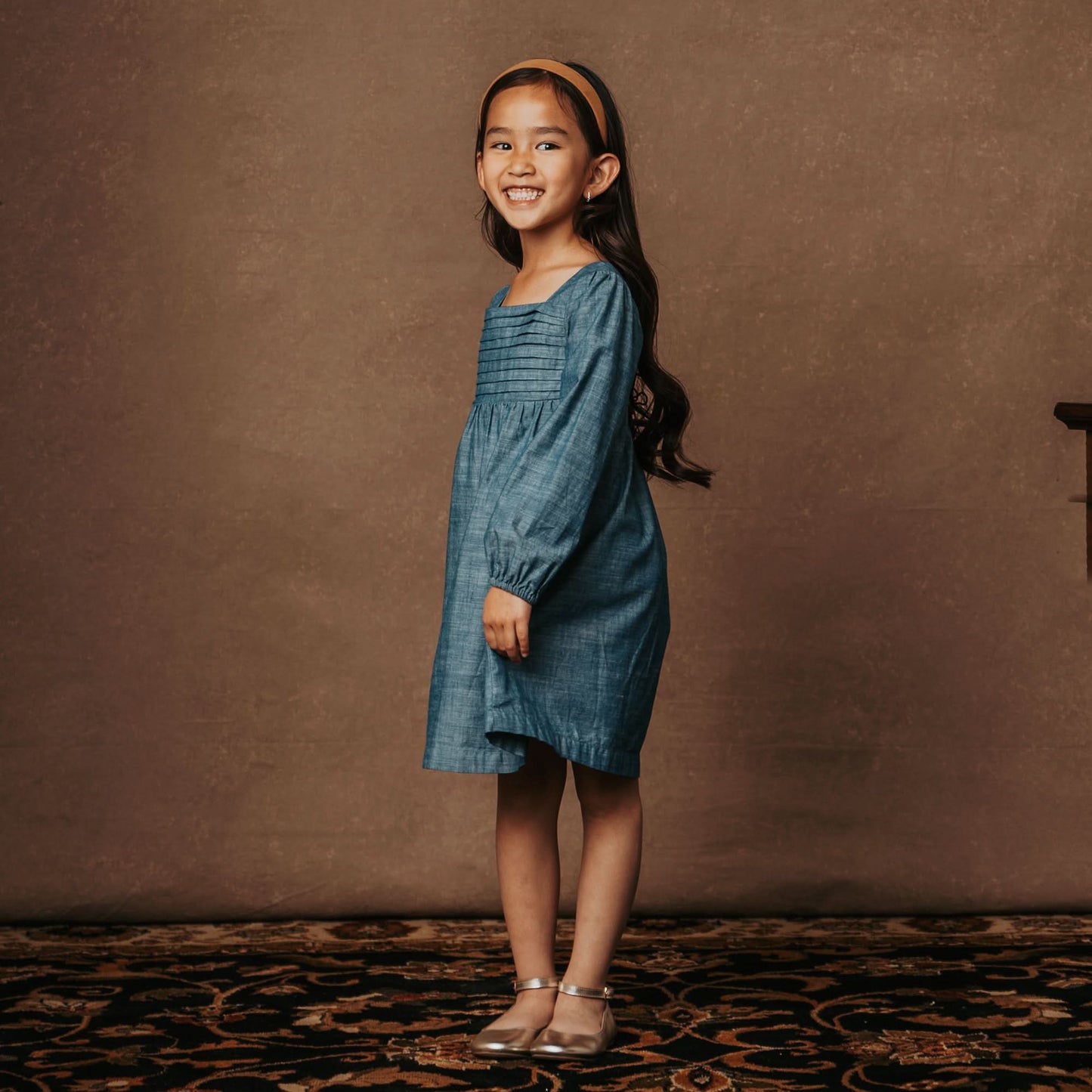 Organic Ruched Chambray Dress - Baby