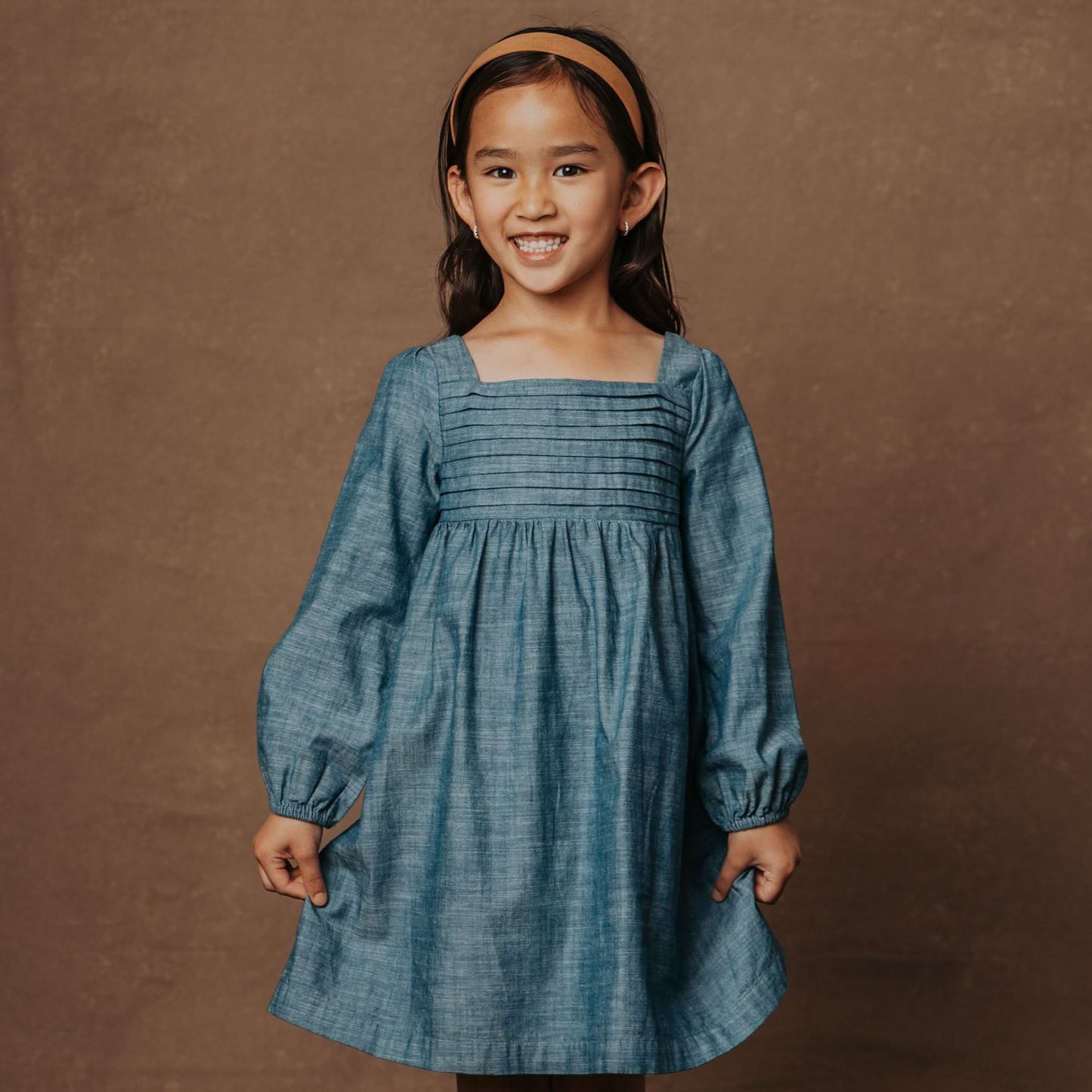 Organic Ruched Chambray Dress - Baby