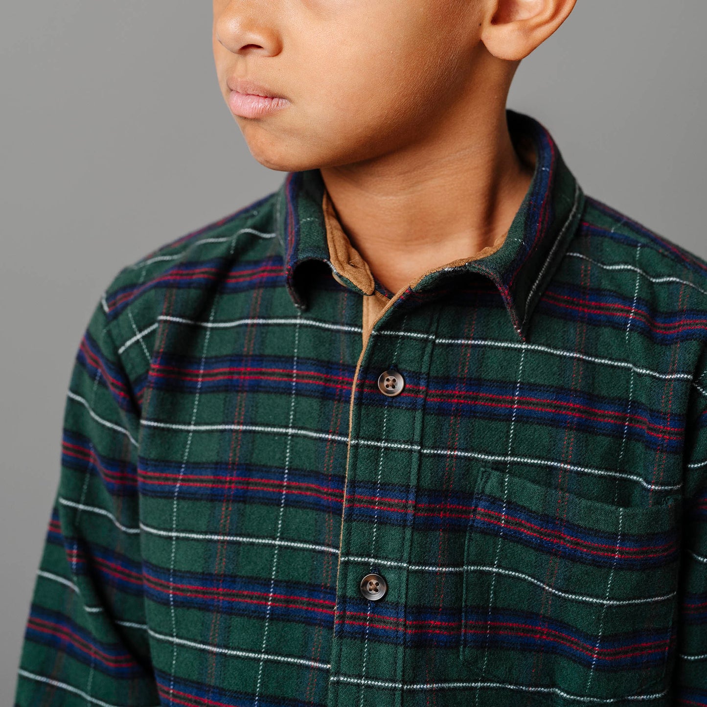 Organic Flannel Shirt with Suede