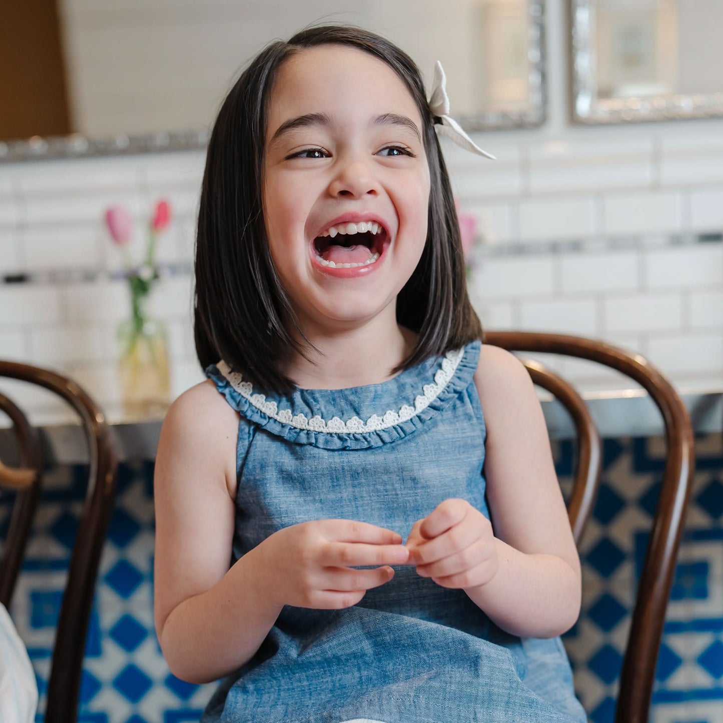 Organic Ruffle Collar Chambray Top - Baby
