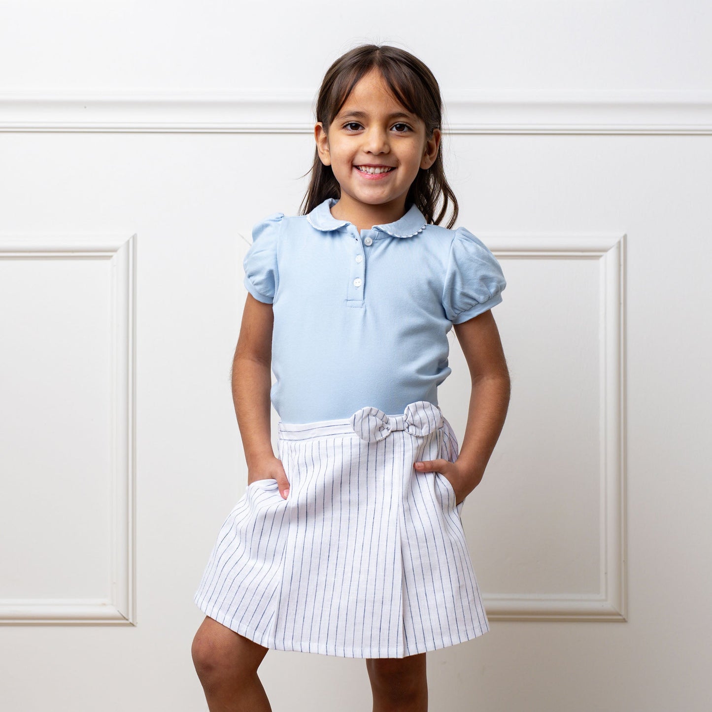 Linen Pleated Bow Skort