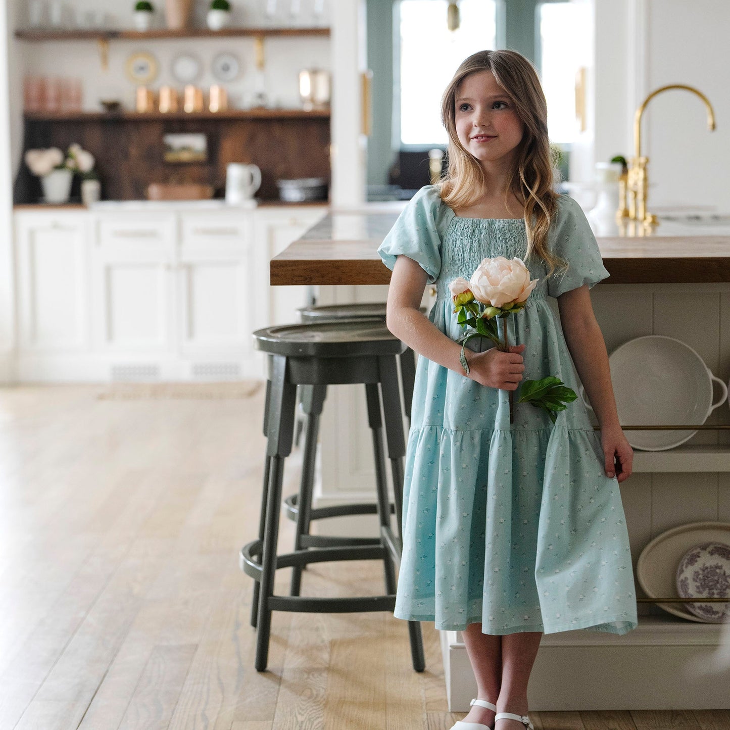 Smocked Bubble Sleeve Dress