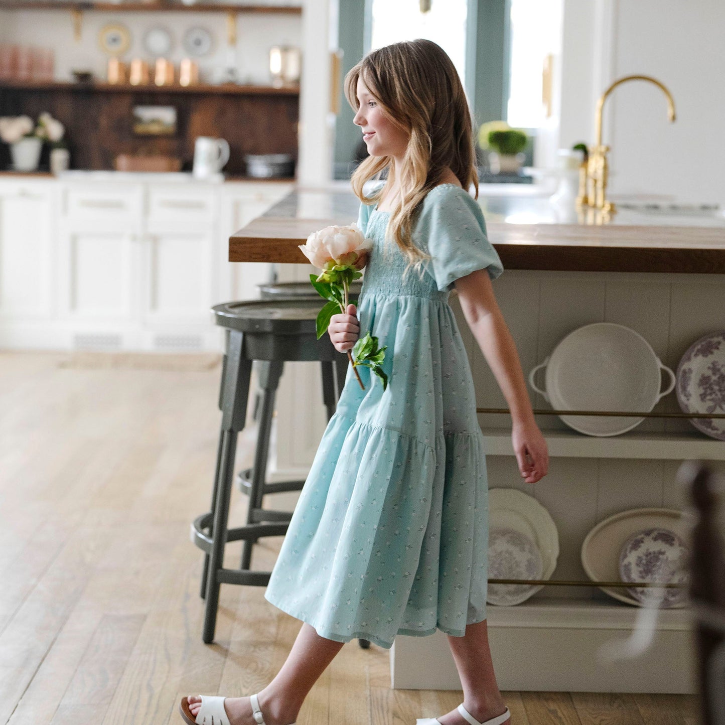 Smocked Bubble Sleeve Dress